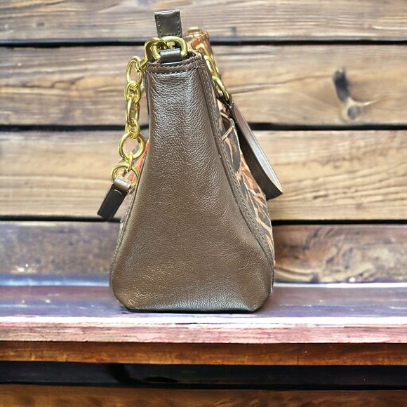 Coach Dark Brown Leopard Print Canvas and Leather Park Chain Ocelot Tote - Picture 6 of 12